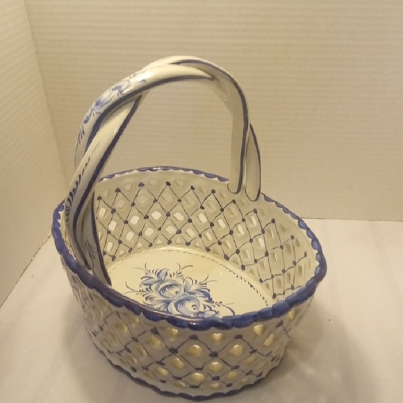 Handcrafted Europen Basket with Blue Floral Design